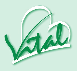 Vital Pflegedienst • Vital Logo mit Herzsymbol in Grün.